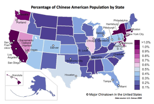 Percentage of Chinese American Population by State & Major Chinatowns in the United States